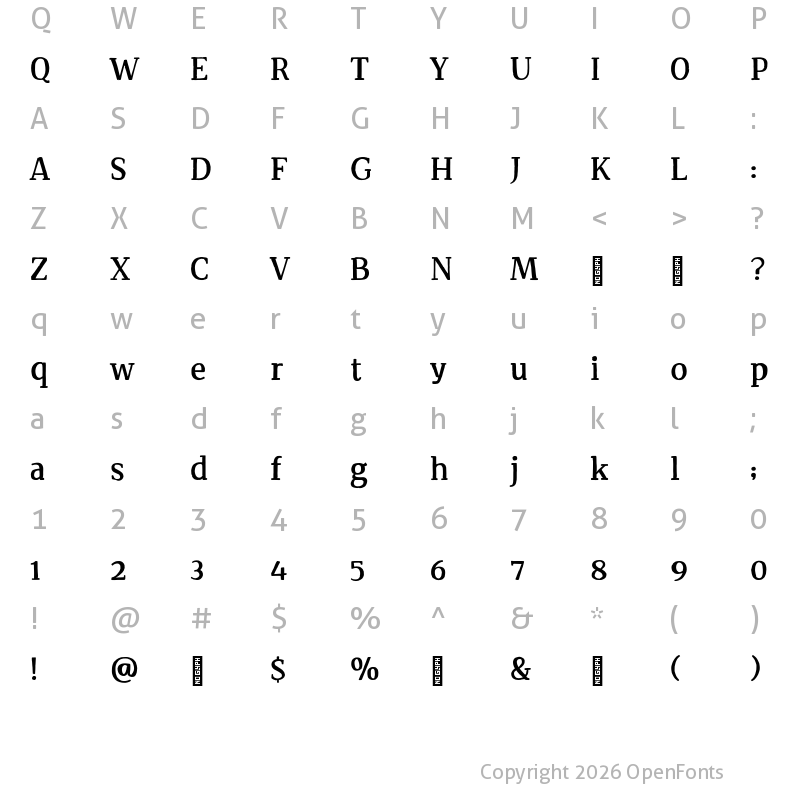 Character Map of Mystic Gate Regular