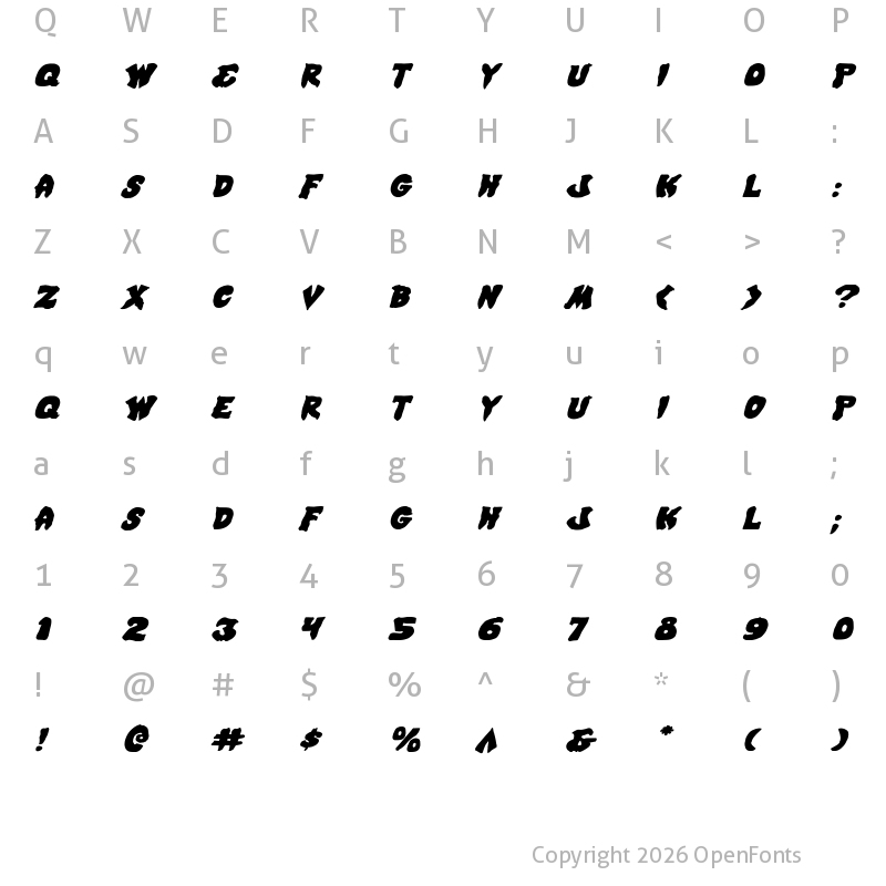 Character Map of Mystic Singler ExpItalic Italic