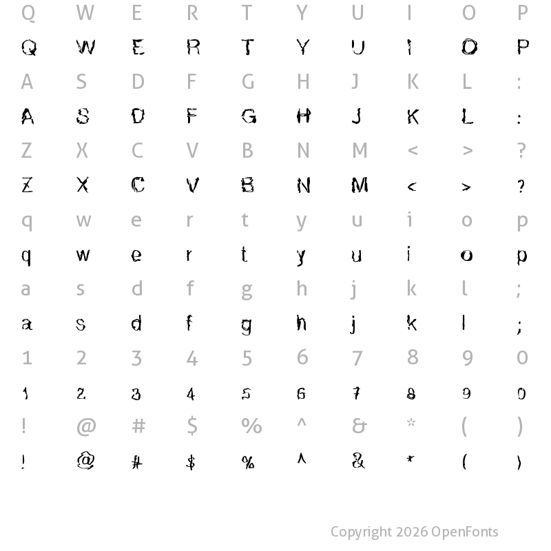 Character Map of N8ghtmare Medium