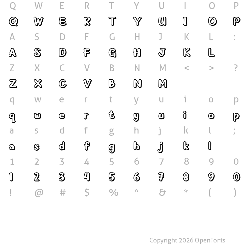 Character Map of Nabana Shadow Bold