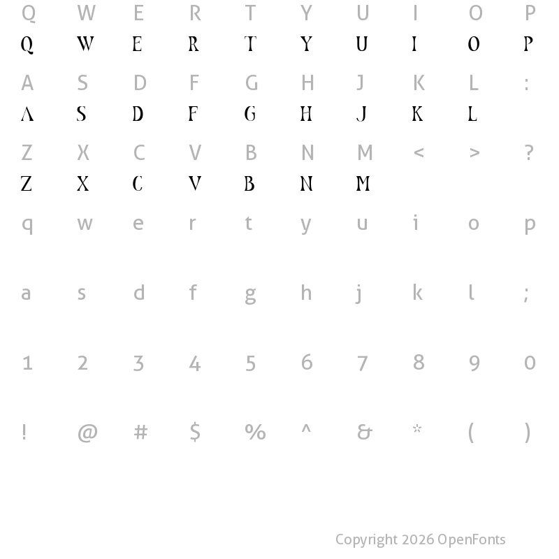 Character Map of Nadier Regular