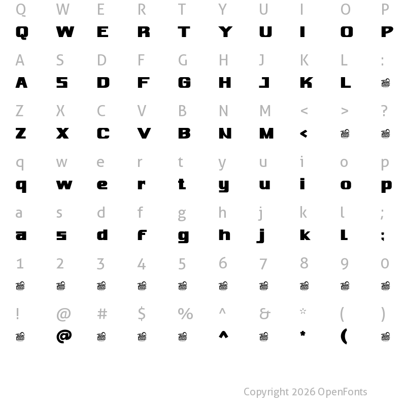 Character Map of Nadimo personaluse Bold