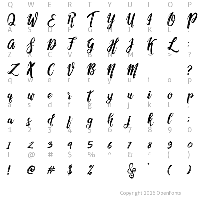 Character Map of Nafasyah Brushed