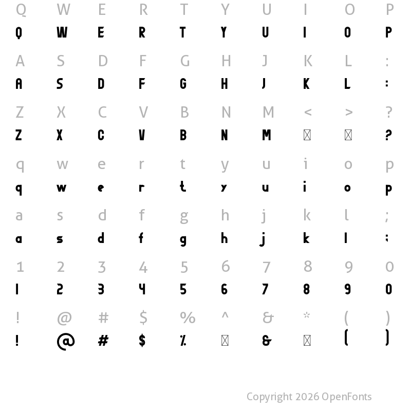 Character Map of NAHONY Regular