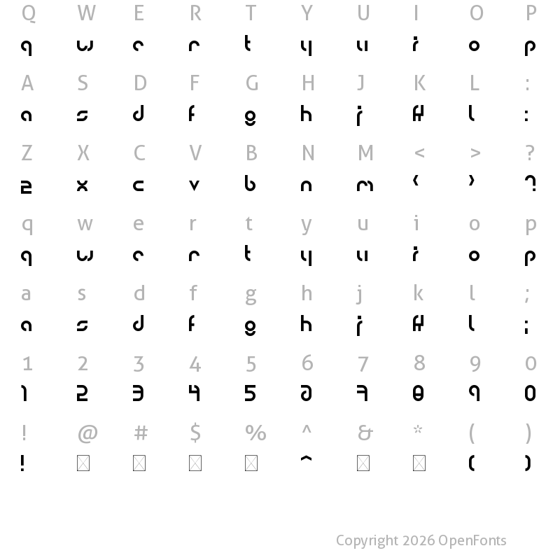 Character Map of Nano Regular