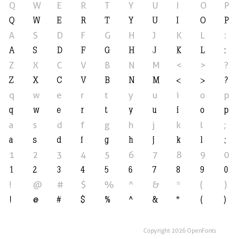 Character Map of Napoleodoni Bold