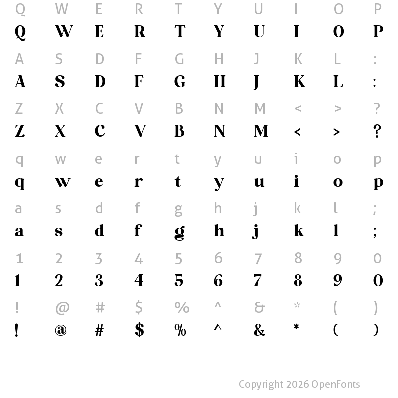 Character Map of Narcost Regular
