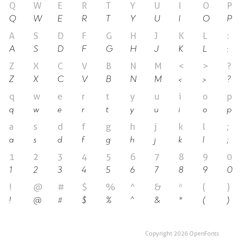 Character Map of Narin Light Italic