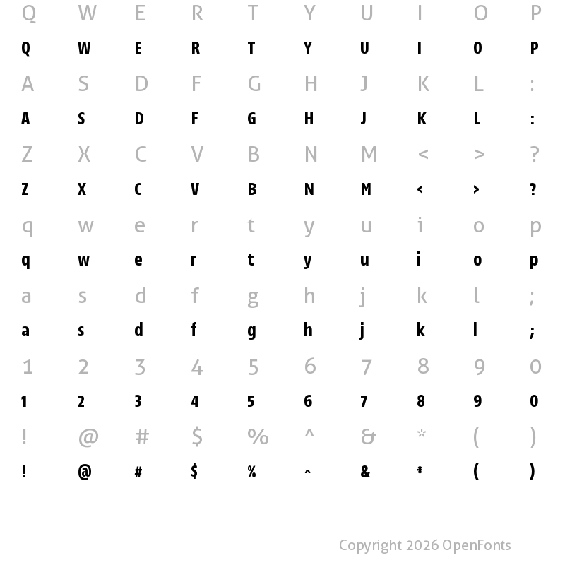 Character Map of Narkiss Block Condensed Bold