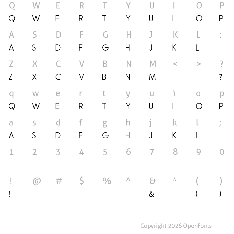 Character Map of Natalia Rosaline Sans Demo Regular