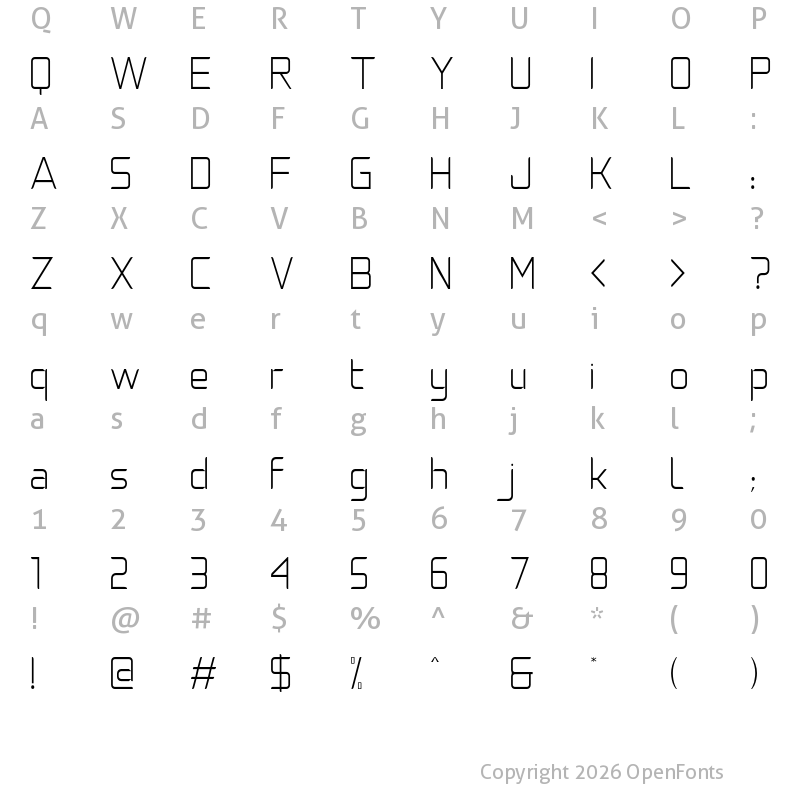 Character Map of Natalisa Thin
