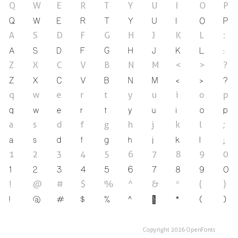 Character Map of National Park Thin