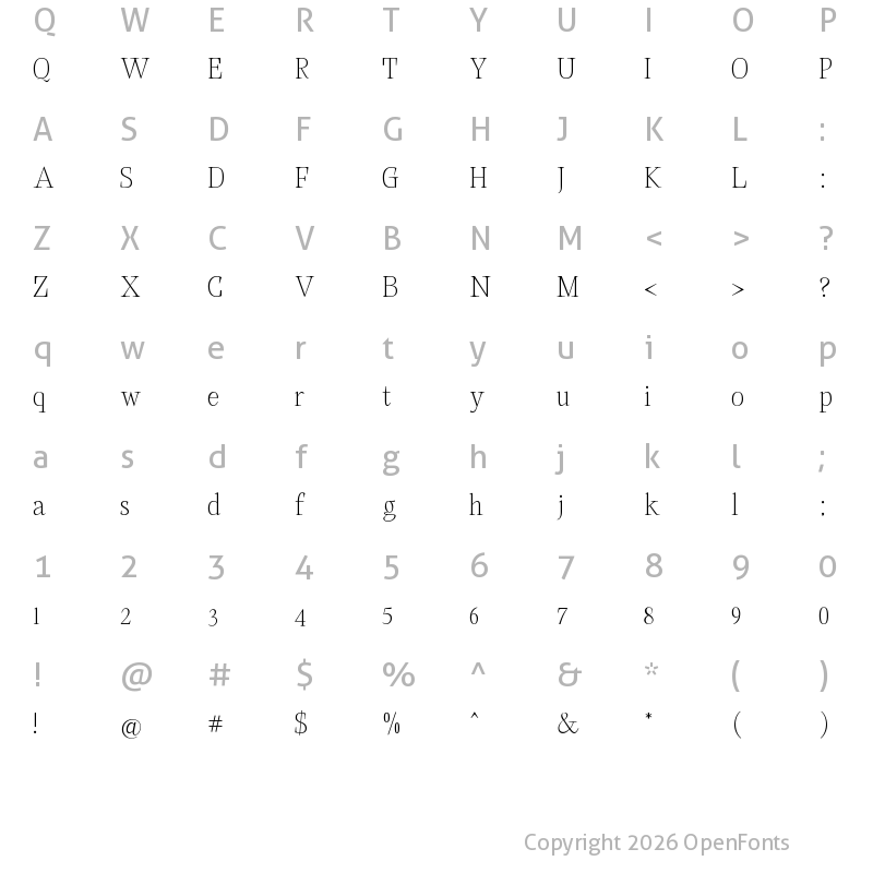 Character Map of Native Txt Thin