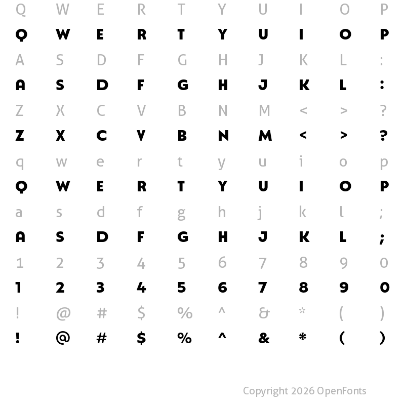 Character Map of Natom Pro Title Bold