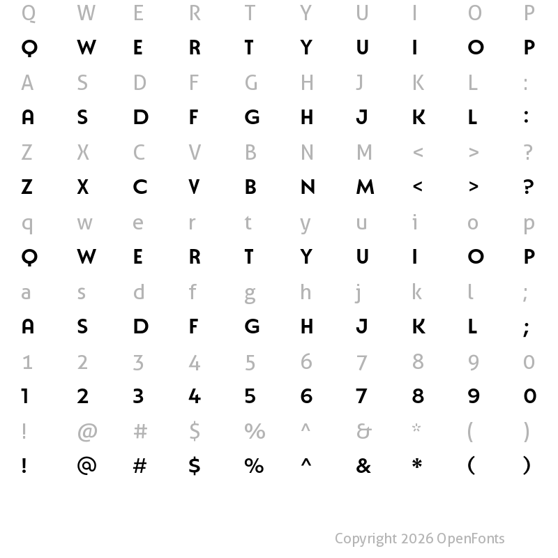 Character Map of Natom Pro Title Medium