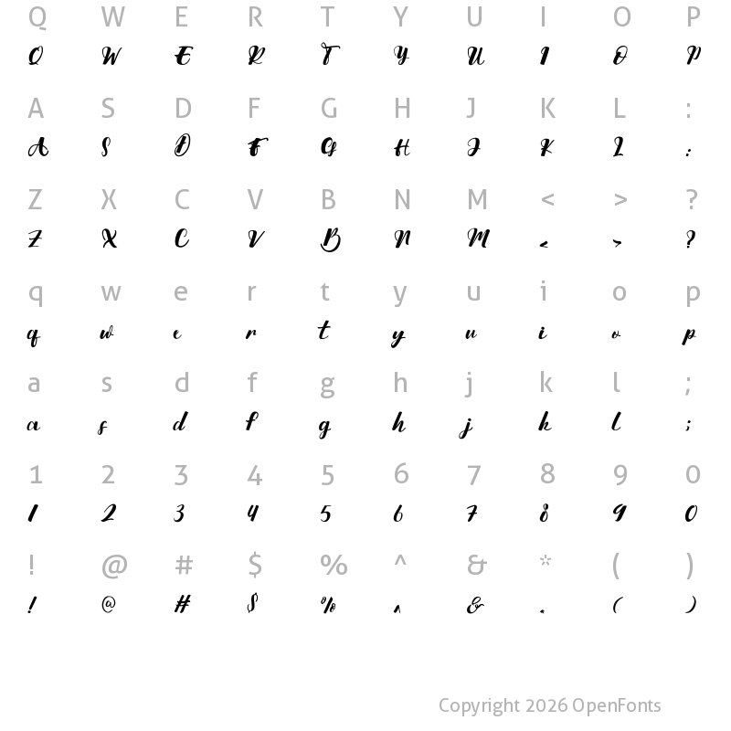 Character Map of Nattizah Regular