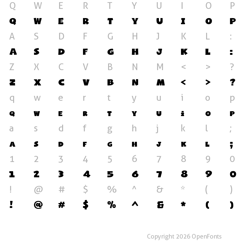 Character Map of Naughty Squirrel Demo Regular