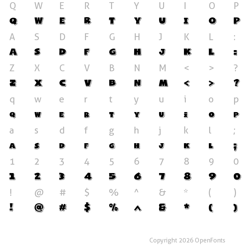 Character Map of Naughty Squirrel Shadowed Demo Regular