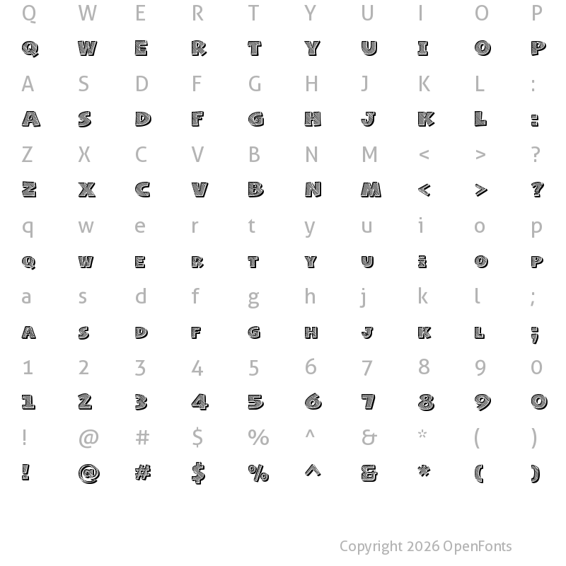 Character Map of Naughty Squirrel Striped Demo Regular