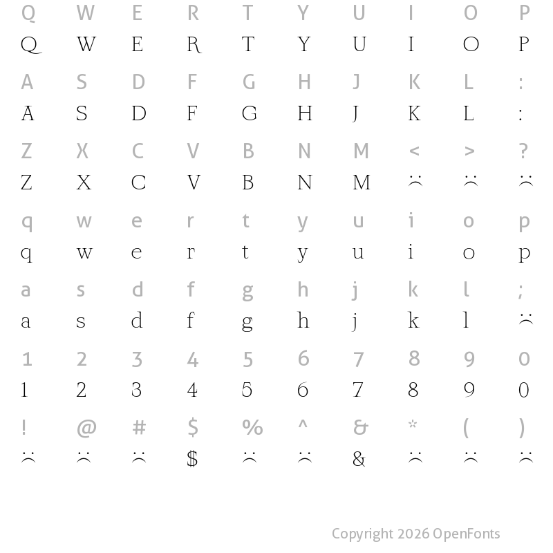 Character Map of Nautila Trial Regular