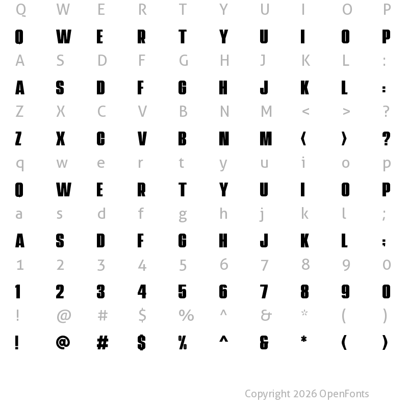 Character Map of Navada Demo Regular