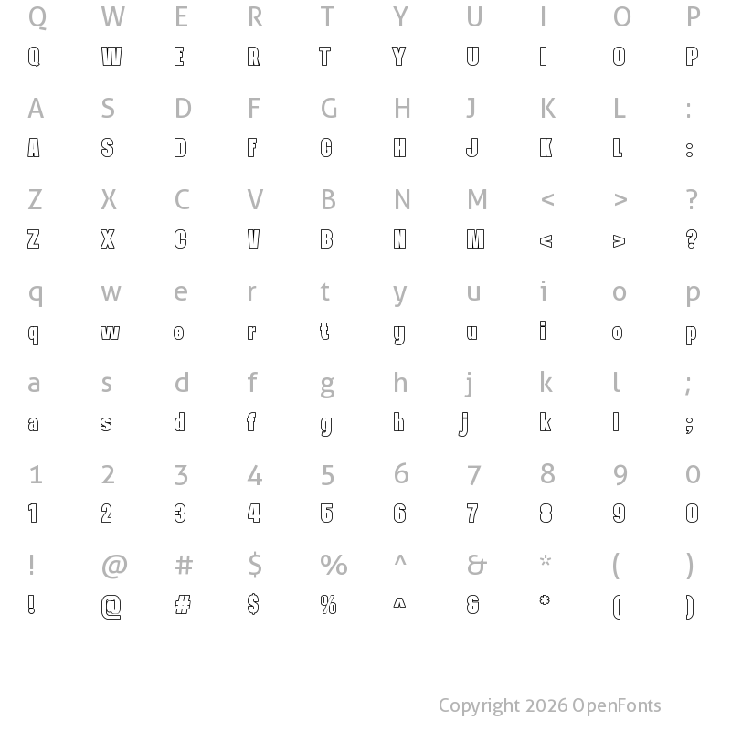 Character Map of Navagio Bold Outline