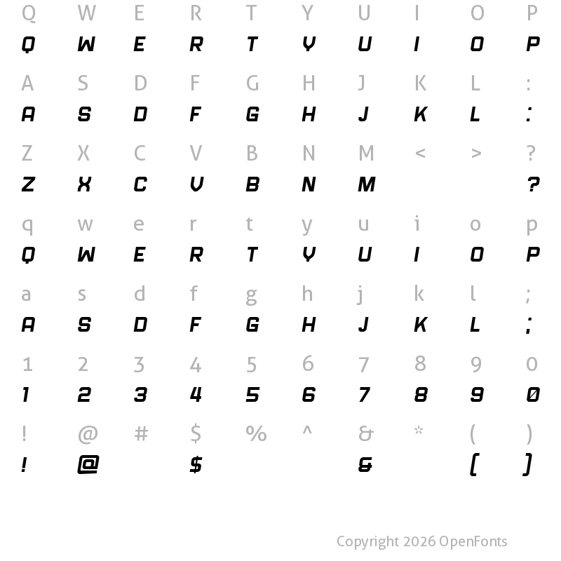 Character Map of Navigator Extended Italic