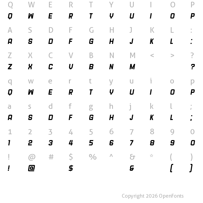 Character Map of Navigator Italic