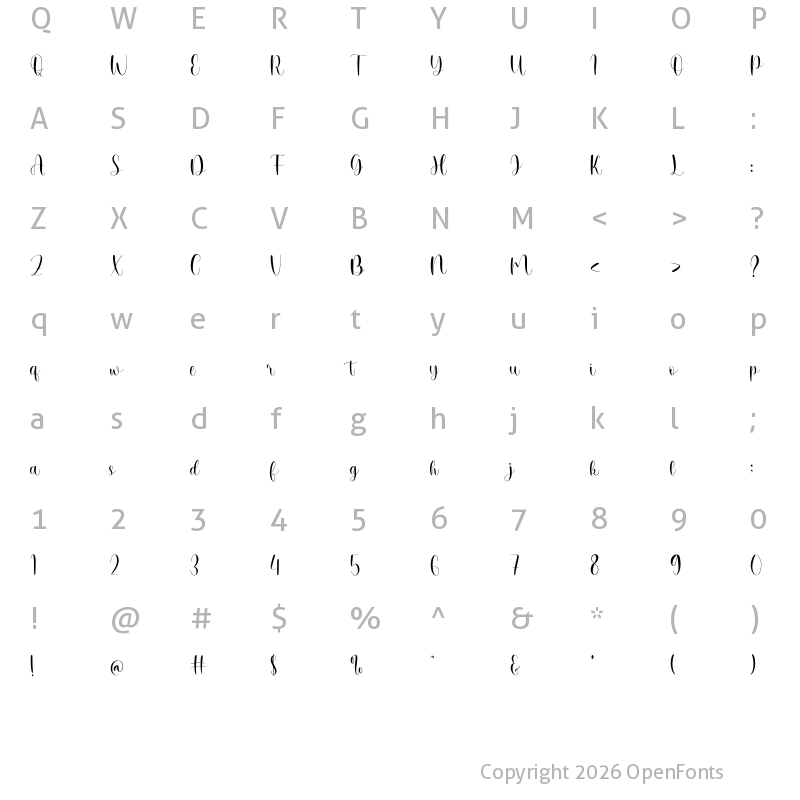 Character Map of NCL Misty Bouvre Demo