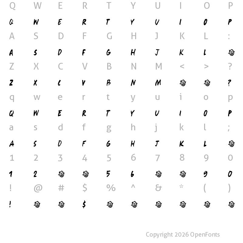 Character Map of Nebulous Promise DEMO Regular