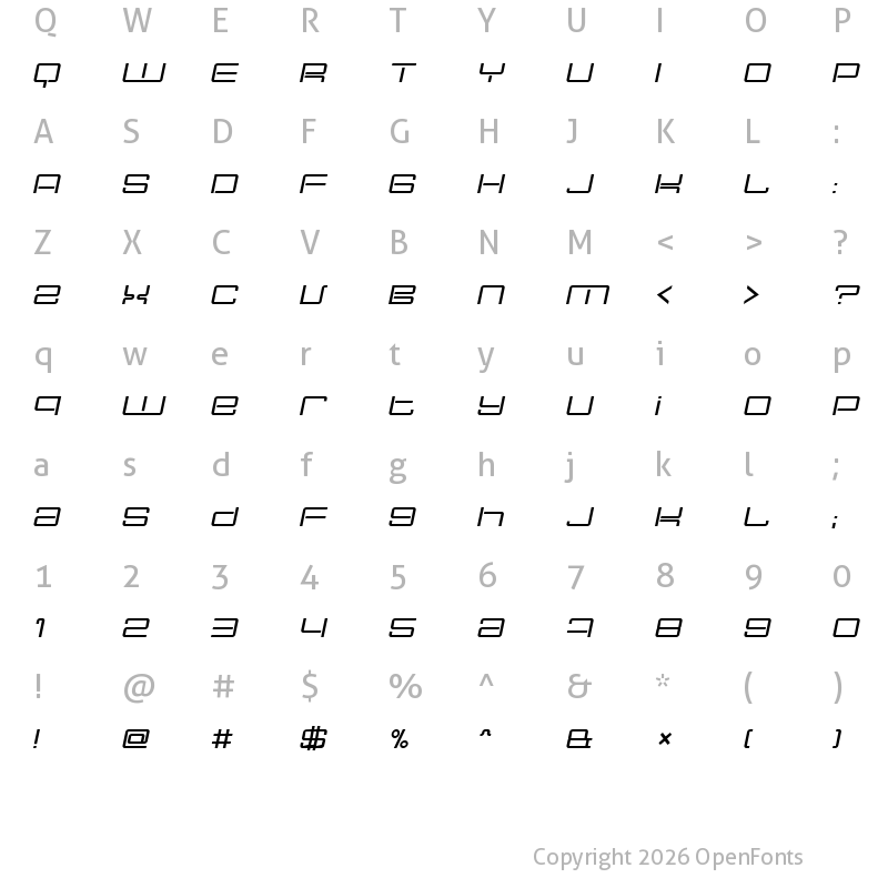 Character Map of Nec plus ultra Italic