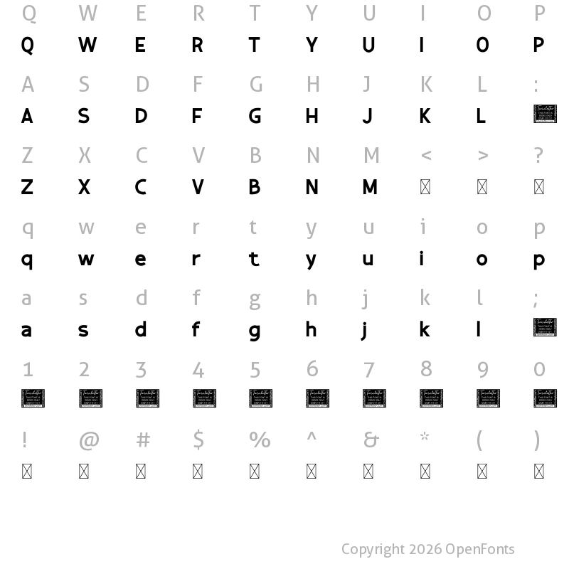 Character Map of Necis Personal Use