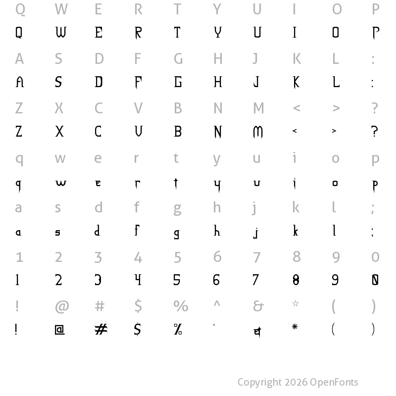 Character Map of NECK ROMANCER Regular