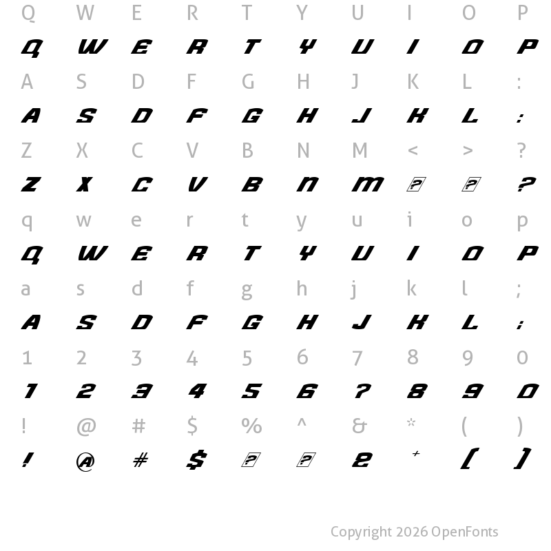 Character Map of Need for Font Regular