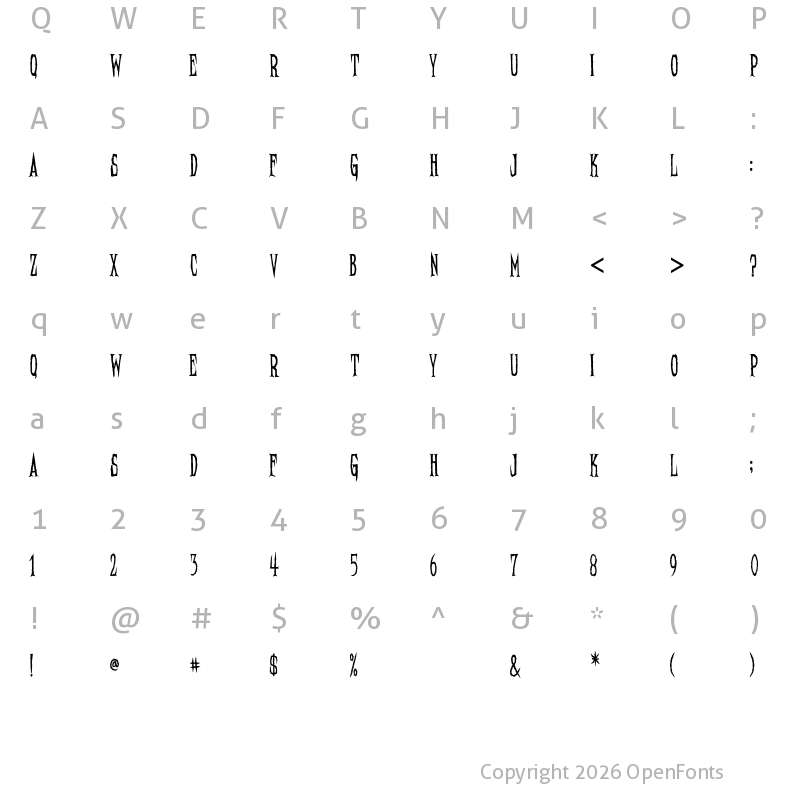Character Map of Needleteeth Regular Regular