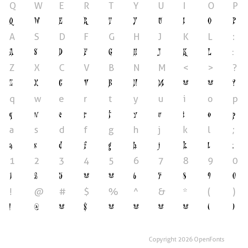 Character Map of Nefarious DEMO Regular