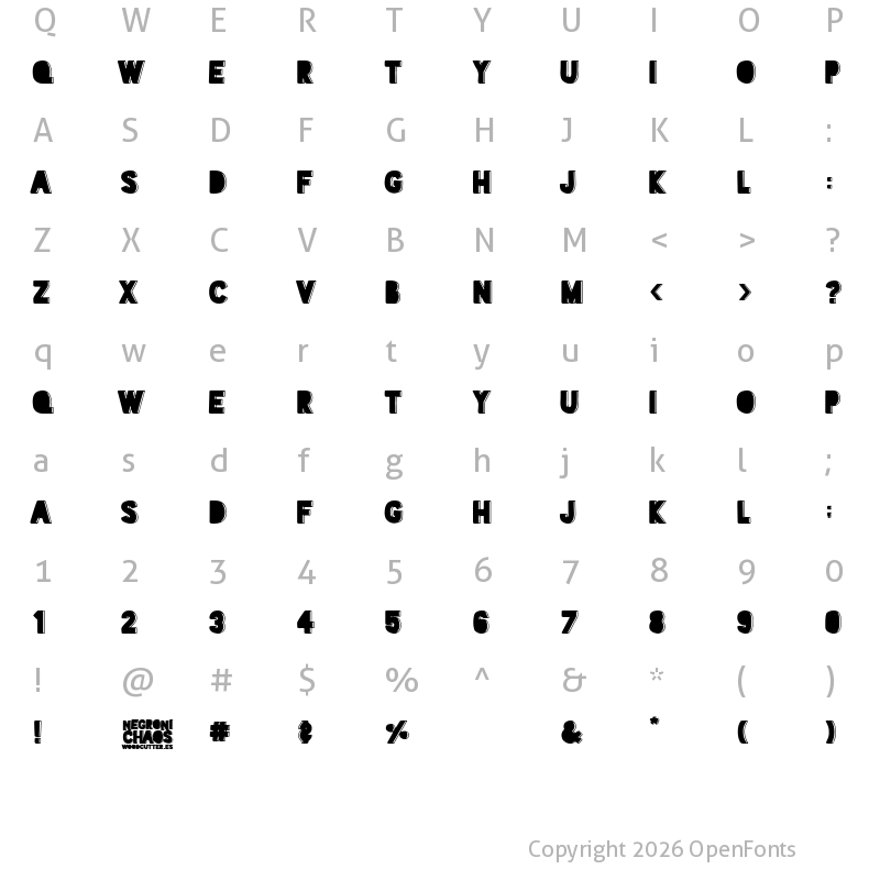 Character Map of Negroni Chaos Regular