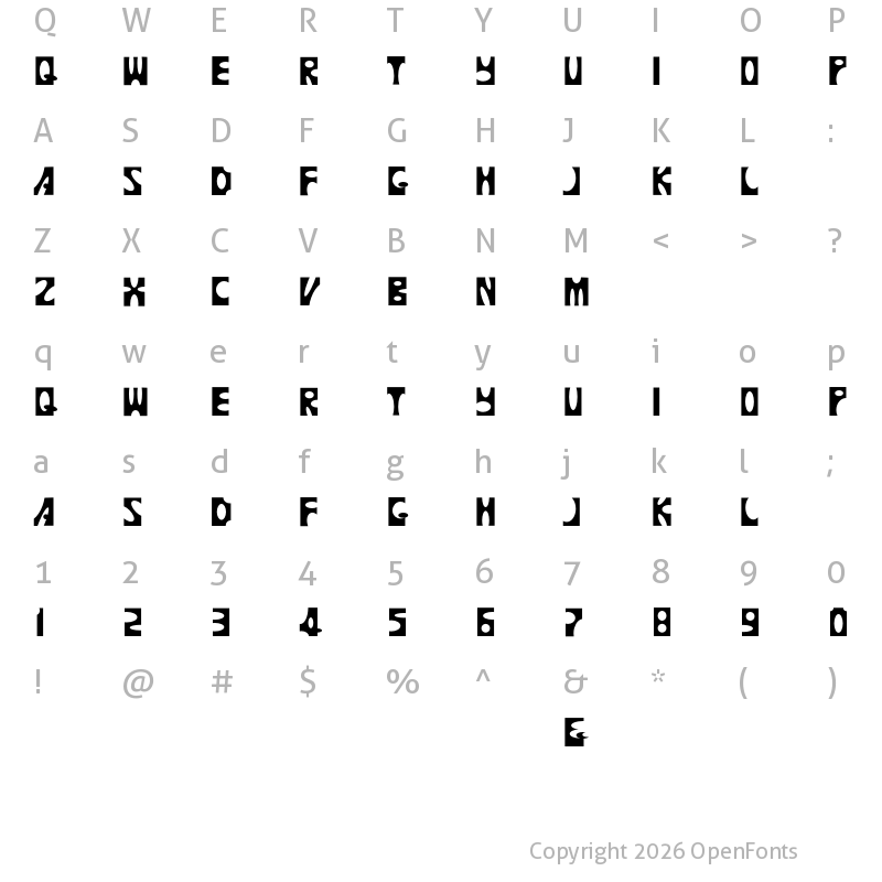 Character Map of Neguler Regular