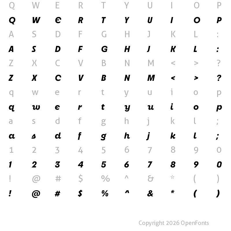 Character Map of Neighbor Extrabold Italic