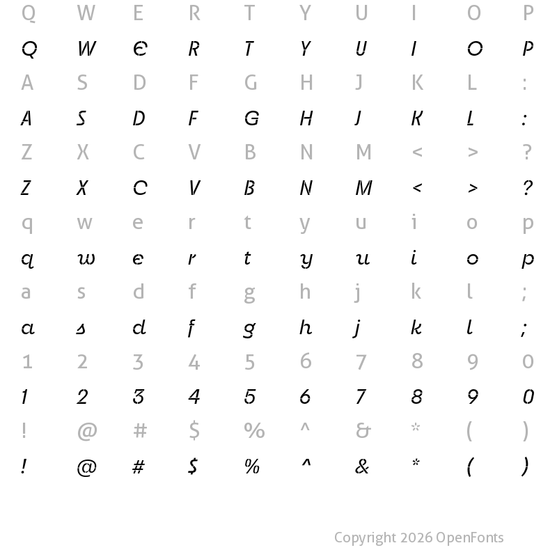 Character Map of Neighbor Stencil Italic