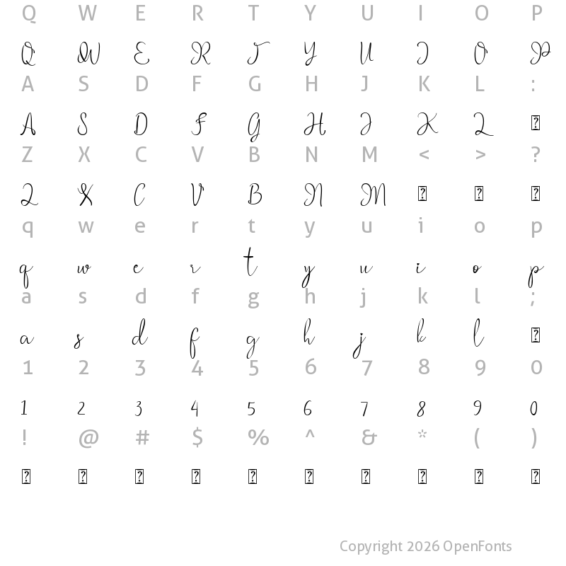 Character Map of Neirra Spring Regular