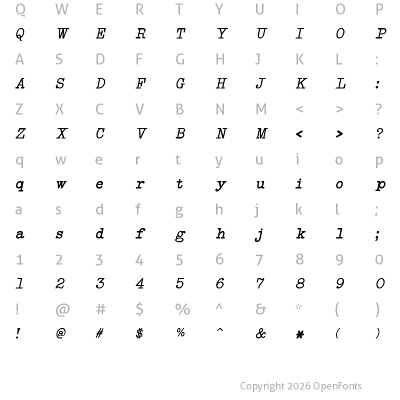 Character Map of NeoBulletin Italic Regular