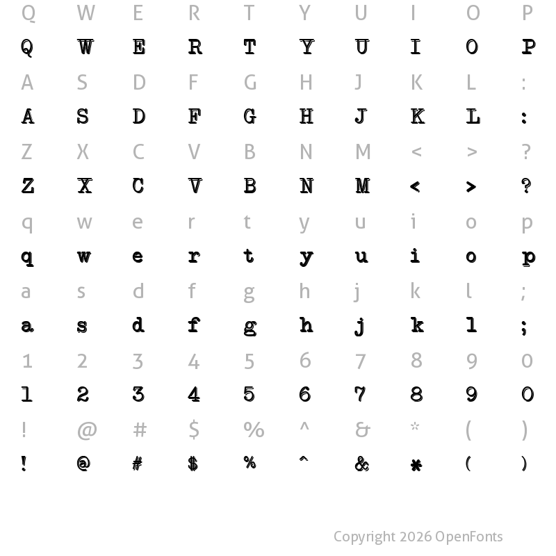 Character Map of NeoBulletin Two Regular