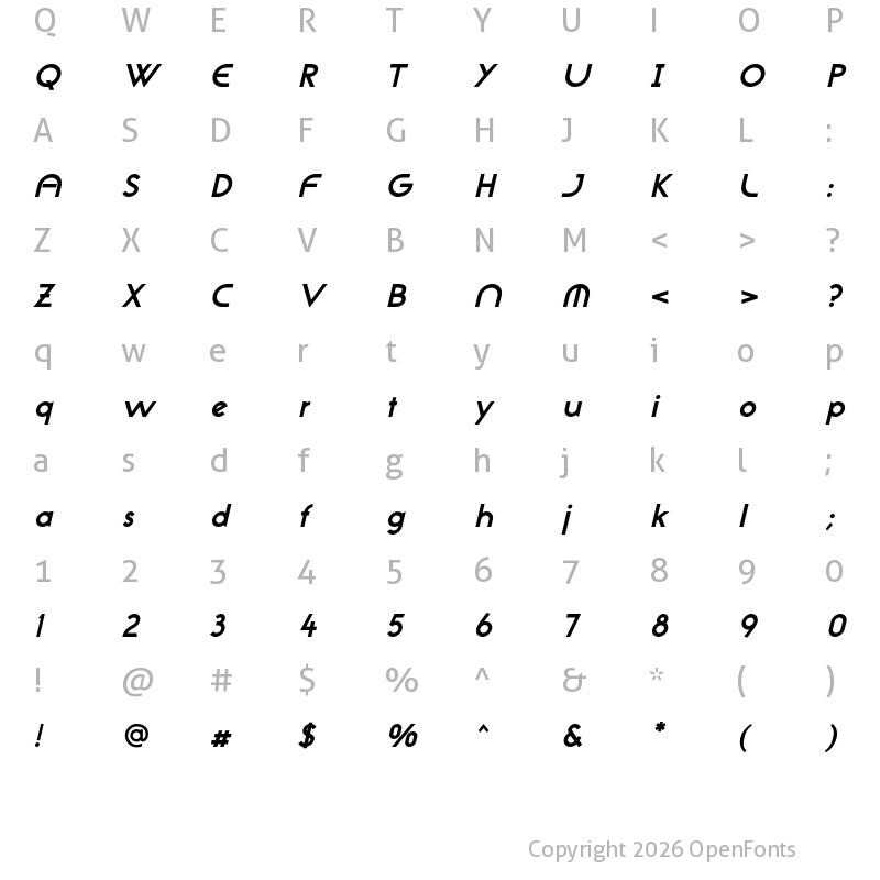 Character Map of NeoGothis ADF Std Bold Oblique