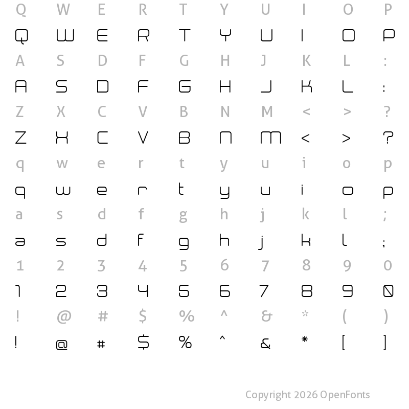 Character Map of Neogrey Regular