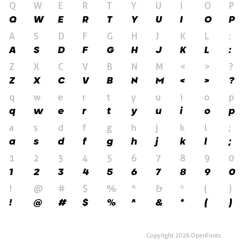 Character Map of Neometric Black Italic