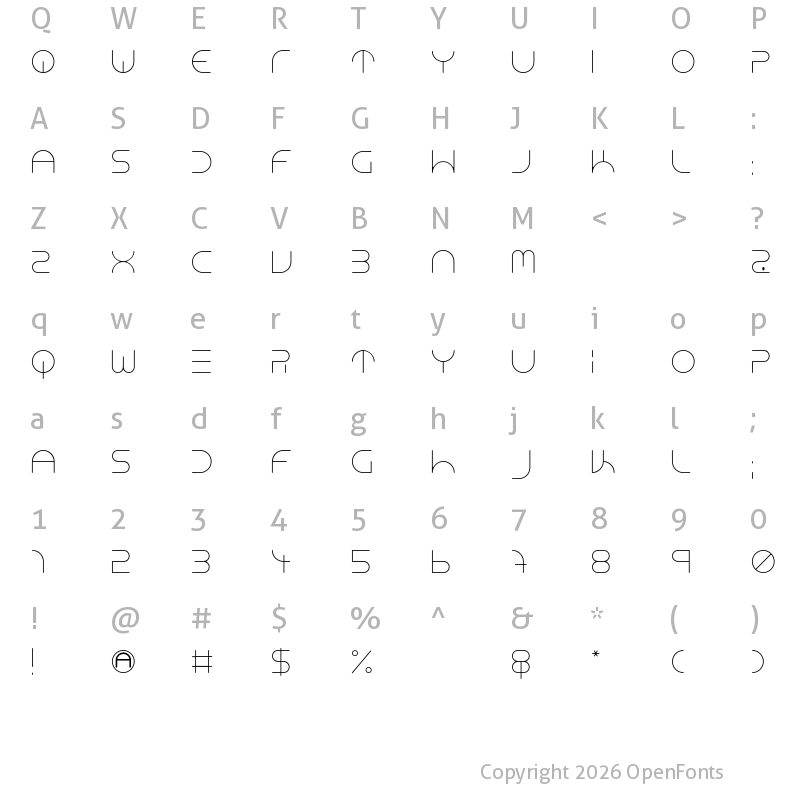 Character Map of NEON CLUB MUSIC Light