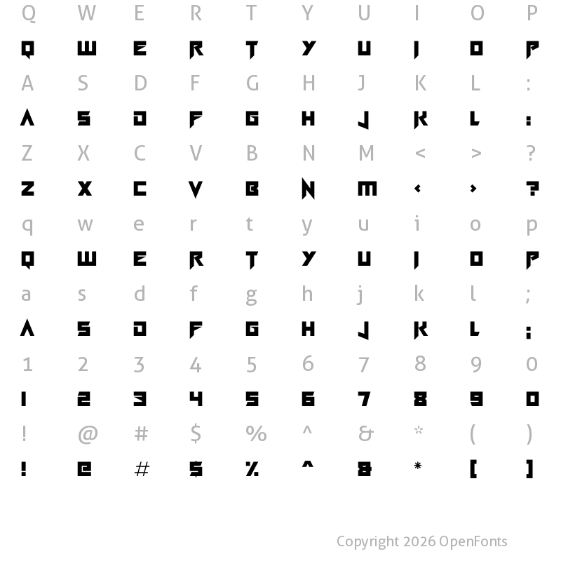 Character Map of Neon Rave Regular