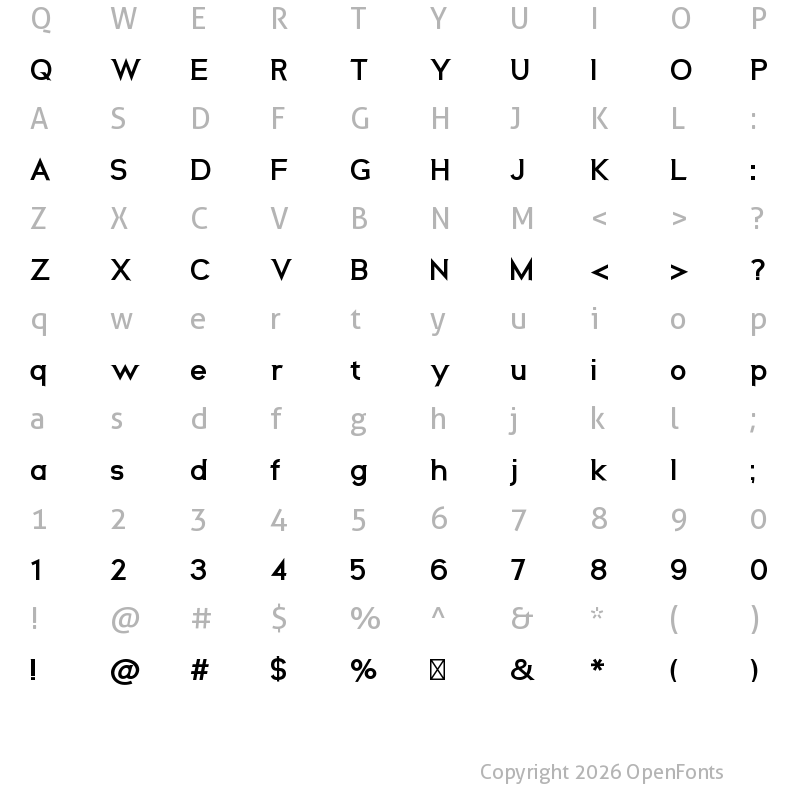Character Map of Neos Bold
