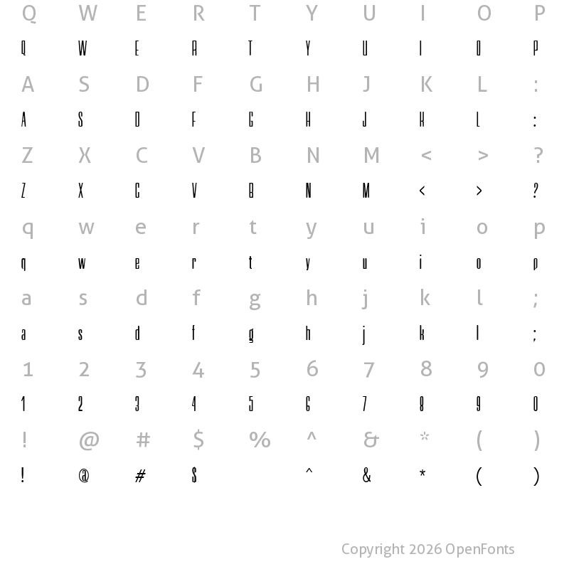 Character Map of Neretta Regular
